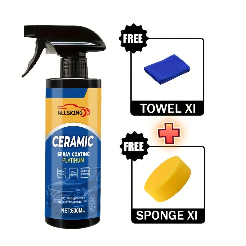 Spray de revêtement céramique nano 3-en-1 pour voitures – Résistant aux rayures, fini brillant haute définition, couche protectrice longue durée pour tous types de peinture, protection de peinture extérieure pour voiture, camion et SUV