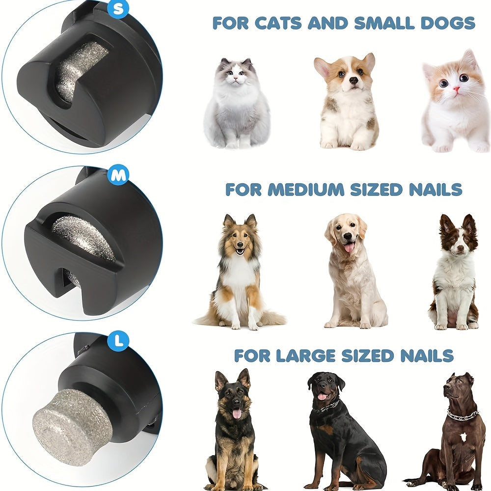 Coupe-griffes pour chien avec lumière LED - Lime à griffes rechargeable et silencieuse, 2 vitesses, coupe indolore pour grands et petits chiens, chargement USB avec meule