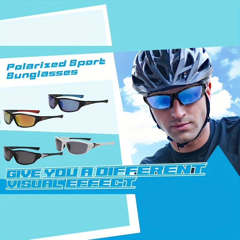 Lot de 4 paires de lunettes de soleil de sport UV400 pour hommes et femmes – Monture ultra-légère en PC avec protection complète des verres pour le cyclisme, la course à pied, l'escalade, la pêche et les voyages en plein air, pack économique.