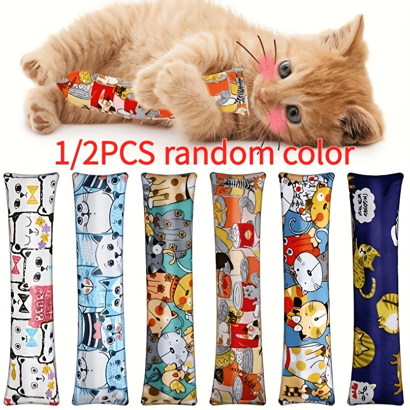 Oreiller jouet à mâcher à l'herbe à chat pour chats d'intérieur - Coussin kicker à la cataire pour soulager le stress, calmer l'ennui, jouet pour chaton, jouet à mâcher dentaire, herbe à chat naturelle, couleur aléatoire, lot de 1 ou 2, cadeau