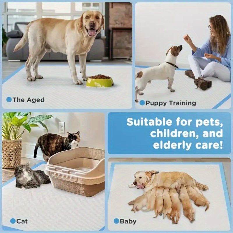 Alèses super absorbantes pour chiens, lot de 80 ou 100, élargies et épaissies - Protections d'apprentissage anti-fuites et anti-odeurs, 71 x 86 cm pour chiens de taille moyenne et grande, indispensables à la maison, en camping et en voyage