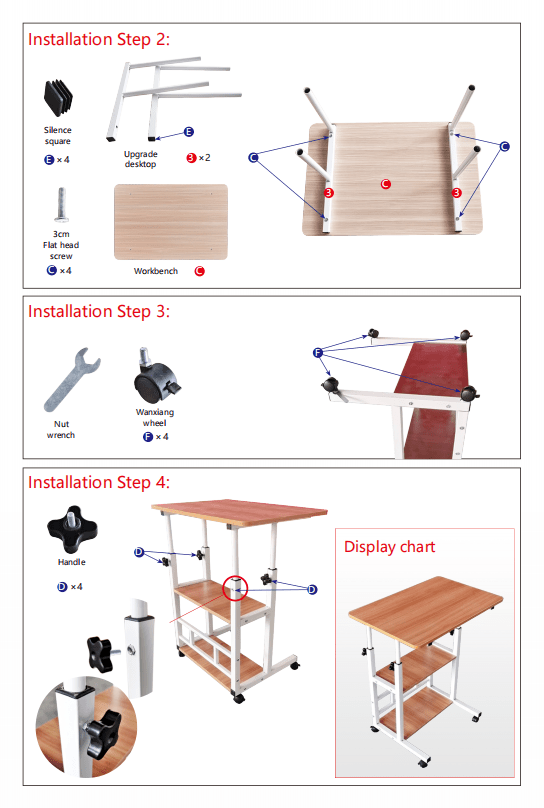 Bureau mobile portatif avec roulettes et table élévatrice à hauteur réglable – Petit bureau d'ordinateur pour lit, canapé, loisirs créatifs ou bureau à domicile, en noir ou blanc