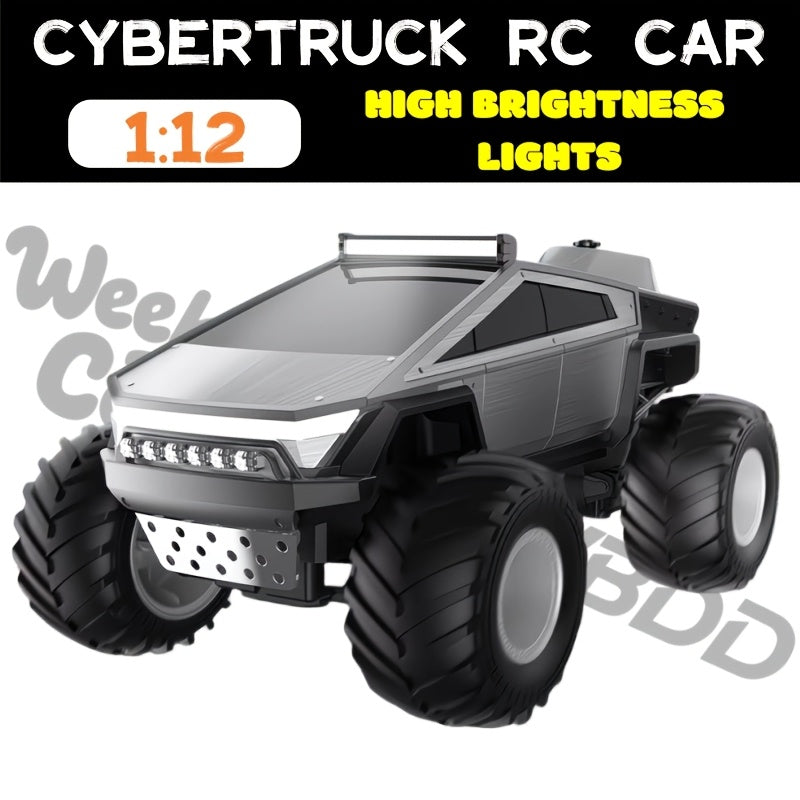 Camion monstre télécommandé échelle 1:12, 2,4 GHz, 4 roues motrices, véhicule tout-terrain avec lumières LED, effets sonores réalistes et poignée ergonomique pour enfants et adultes