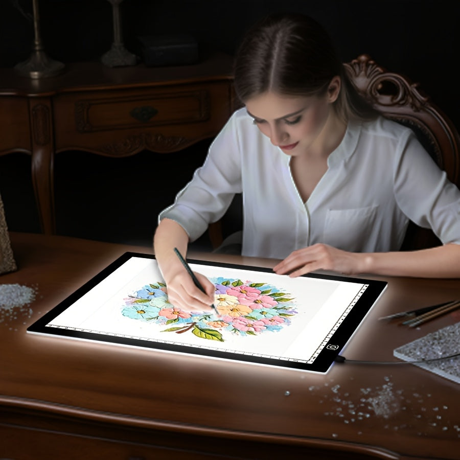 Tablette lumineuse LED A2 A3 A4 à luminosité réglable, double bande LED, table lumineuse pour diamond painting, croquis, dessin et art