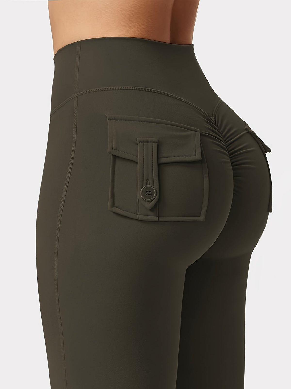 Ensemble 3 pièces pour femme : pantalon de yoga évasé à taille haute avec ceinture et poches, legging galbant effet push-up, squat-proof, 90 % polyester extensible, coupe évasée pour le sport, la gym, la course et le quotidien
