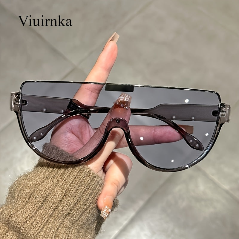 Lunettes de soleil semi-circulaires surdimensionnées pour hommes et femmes – Protection UV, verres anti-reflets, 5 couleurs – Lunettes unisexes tendance pour les voyages, la plage et le quotidien