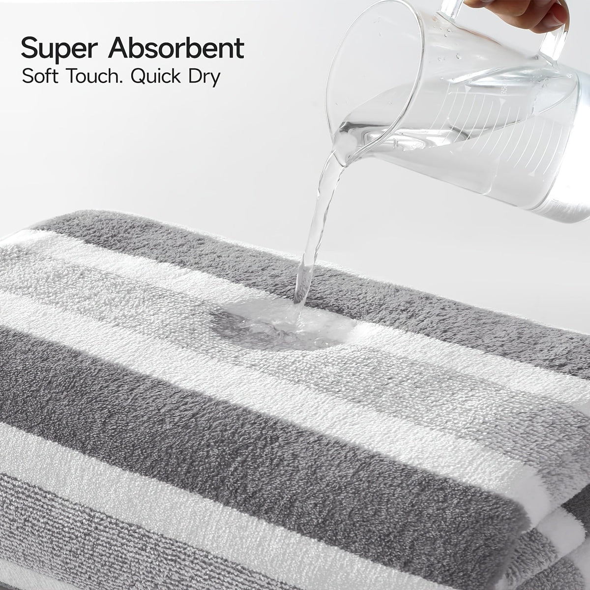 Ensemble de serviettes de bain rayées, absorbantes, à séchage rapide, ultra douces et douces pour la peau, 70 x 140 cm, pour la maison, la salle de bain ou la plage – Disponible en lot de 1 ou 4, plusieurs couleurs au choix