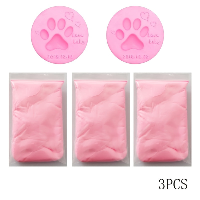 Kit de souvenir avec empreinte de patte d'animal, lot de 3 - Argile souple pour empreintes de pattes de chien et chat, cadeau commémoratif pour perte d'animal, 66g par sachet