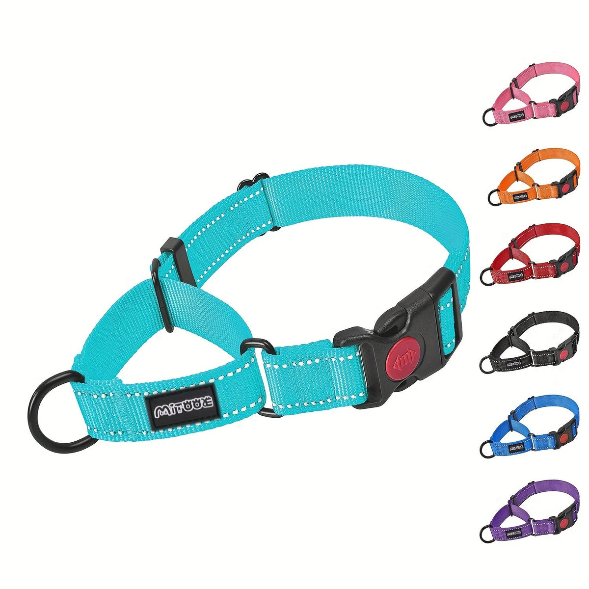 Collier pour chien réfléchissant avec boucle de sécurité verrouillable - 2,5 cm de large, réglable pour chiens de petite, moyenne et grande taille, collier de dressage avec visibilité nocturne