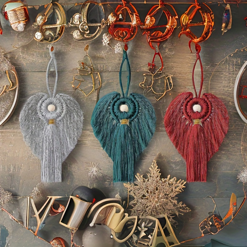 Kit d'anges en macramé 3 pièces, décoration de Noël DIY à suspendre, ensemble de loisirs créatifs bohèmes, cadeau pour maman et filles, décoration de maison pour les fêtes
