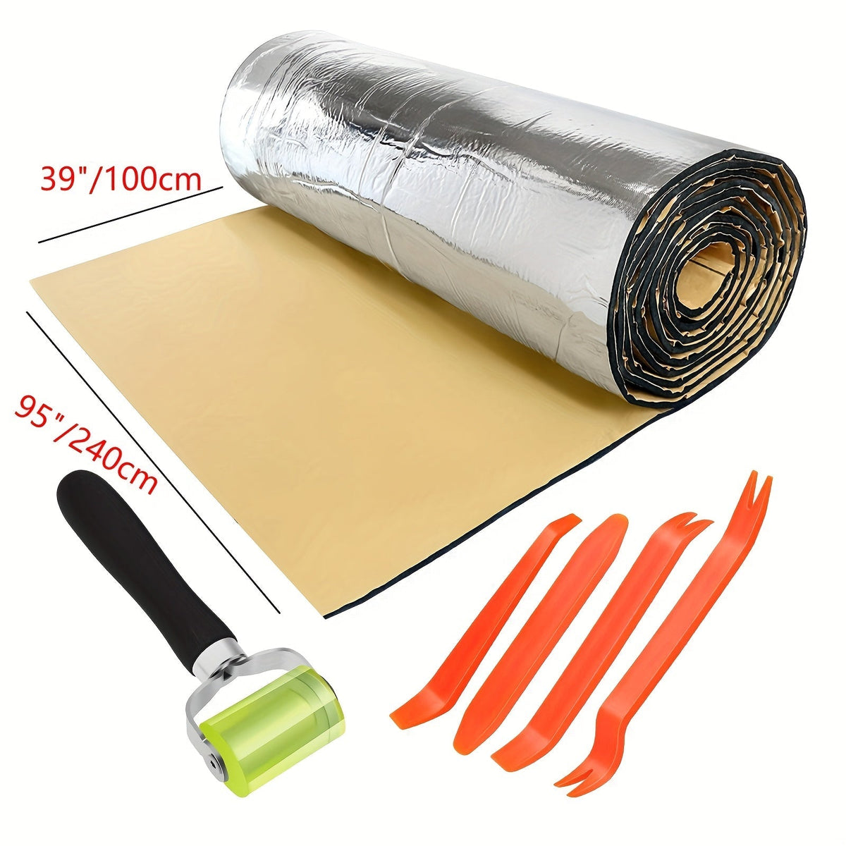 Tapis d'insonorisation et bouclier thermique pour voiture, 22/26 pi² – Isolation phonique en feuille d'aluminium auto-adhésive, découpe et installation faciles pour plancher, portière et coffre, outils d'installation inclus