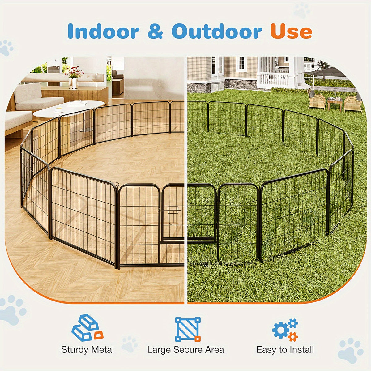 Parc portable pour chiens 8/16 panneaux, enclos d'exercice robuste pour animaux, pour grands, moyens et petits chiens, utilisation intérieure/extérieure, camping en VR, jardin, cour, parc pour chiots, lapins et autres animaux
