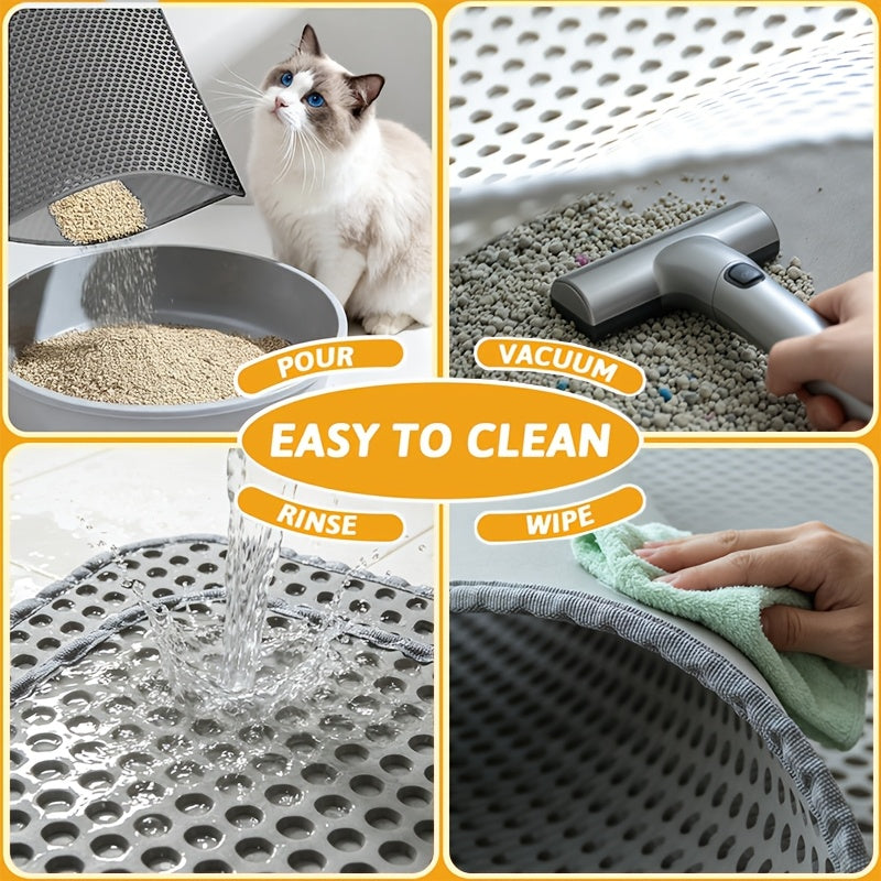 Tapis de litière pour chat en nid d'abeille double couche - Tapis anti-urine avec design facile à nettoyer, protection de sol imperméable pour chats, disponible en dimensions 45x60 cm et 55x75 cm