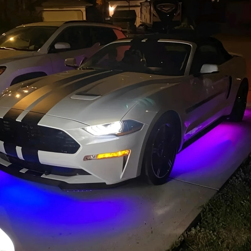 Kit d'éclairage d'ambiance LED pour voiture – Contrôle via application et sans fil, modes multi-scènes, 2 bandes (60 cm x 90 cm), compatible avec voitures, camions et SUV, éclairage décoratif intérieur et extérieur