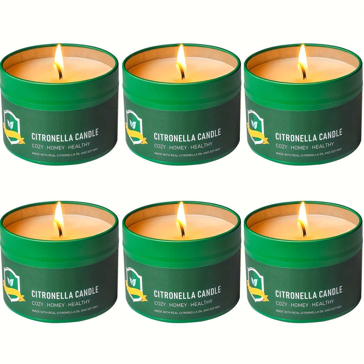 Lot de 6 bougies à la citronnelle pour extérieur, 125 g chacune, 150 heures de combustion, répulsif naturel anti-moustiques pour terrasse, camping, barbecue, jardin, fête, véranda, décoration de maison, cadeau
