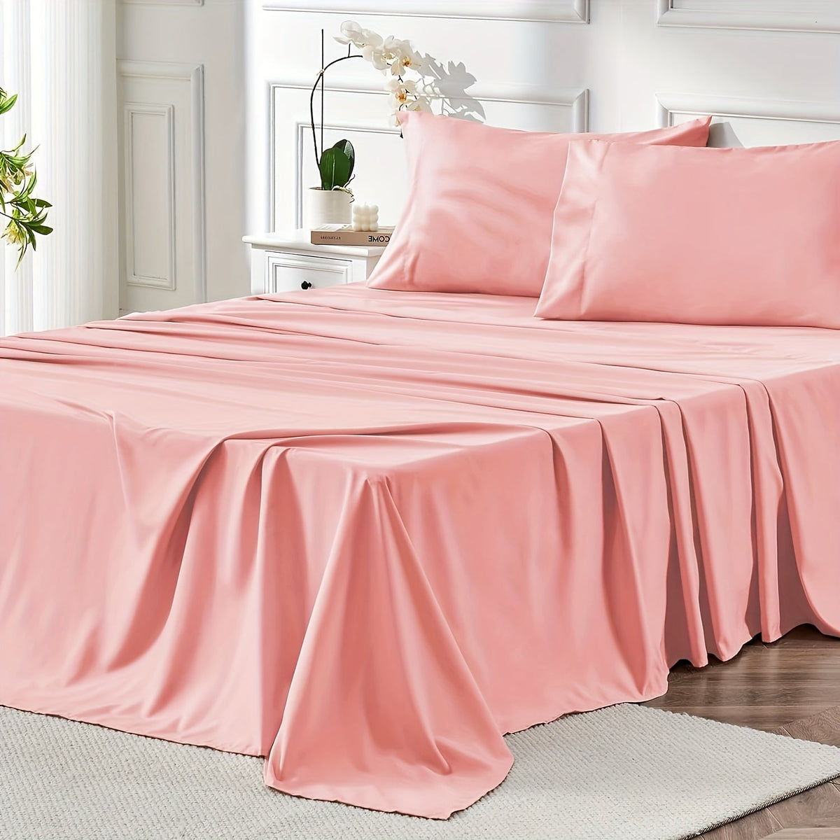 Parure de draps 4 pièces en microfibre à poches profondes – Draps ultra-doux et respirants de qualité hôtelière, résistants à la décoloration et au rétrécissement, toutes saisons, tailles lit simple, double, grand et très grand, choix de couleurs