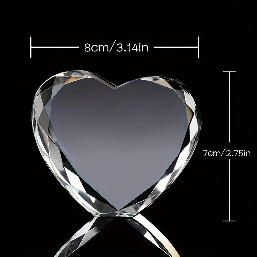 Portrait photo en verre en forme de cœur gravé au laser – Souvenir personnalisé pour animal de compagnie ou proche, cadeau d'anniversaire ou de remise de diplôme, ornement en cristal transparent de style européen avec votre propre photo