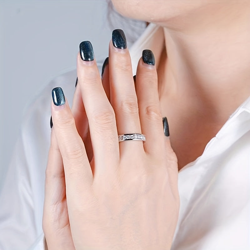 Bague unisexe en argent sterling 925 avec moissanite étincelante – Alliance élégante et polyvalente, tailles 5 à 13, parfaite pour les mariages, fiançailles, couples et cadeaux de Noël