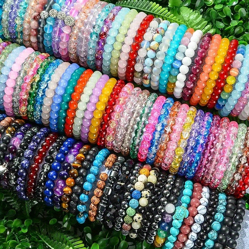 Lot de 30 bracelets bohèmes en perles de verre pour femmes et hommes – Bracelets extensibles multicolores empilables, bijoux bohèmes pour le quotidien, cadeau pour toutes les saisons