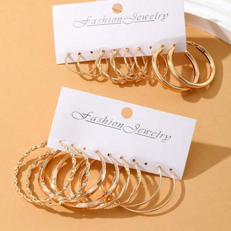 Lot de 16 boucles d'oreilles minimalistes en métal torsadé pour femme – Coffret cadeau hypoallergénique composé de clous et de créoles dorés pour le quotidien, les fêtes et les occasions spéciales