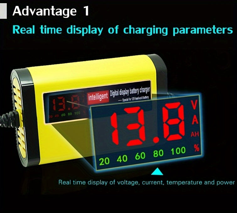 Chargeur et mainteneur de batterie de voiture intelligent 12V, chargeur d'entretien intelligent avec désulfatation et compensation de température pour batteries de 2Ah-100Ah – Compatible avec voiture, camion, moto et tondeuse à gazon