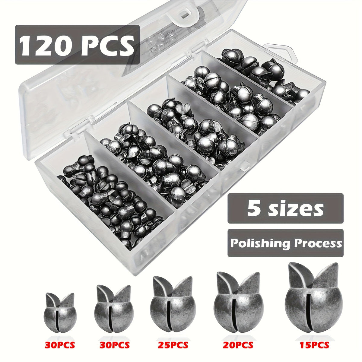 Lot de 120 et 200 plombs fendus pour la pêche – Plombs de pêche ronds, amovibles et réutilisables, disponibles en 5/6 tailles pour la pêche à la carpe, à la mouche, sur glace et au leurre