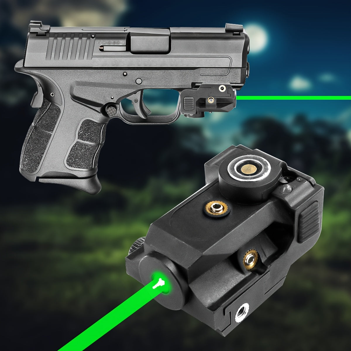 Viseur laser vert ultra-compact pour armes de poing et pistolets – Recharge USB magnétique, rail Picatinny 20 mm, interrupteur marche/arrêt ambidextre, nylon PA66, portée visible de 150 à 300 m – 7 variantes de couleurs et de charge