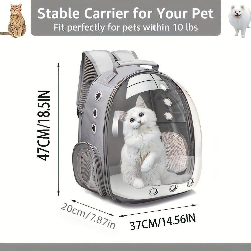 Sac à dos transporteur pour chat type capsule spatiale - Sac de transport portable pour chats et petits chiens avec fenêtre transparente, idéal pour les voyages, la randonnée et les sorties - Sac à dos bulle pour chat, noir