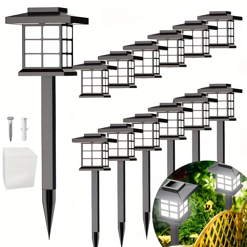 Lot de 6/12/24 lampes solaires d'extérieur pour jardin, étanches IP44 | Éclairage paysager LED blanc chaud/multicolore pour allée, cour, terrasse et décoration de fête – Marche/arrêt automatique