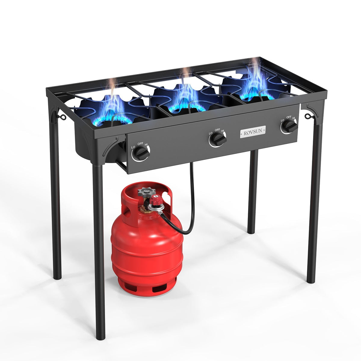 Réchaud à propane haute pression 100 000 - 225 000 BTU - Réchaud de camping extérieur robuste en fonte avec pieds détachables, régulateur certifié CSA, 1 ou 3 brûleurs pour le camping, les fêtes d'avant-match et le brassage