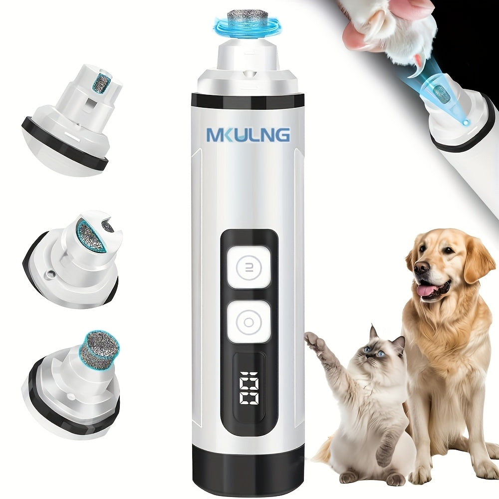 Coupe-griffes électrique silencieux pour animaux avec lumière LED – Kit de tondeuse rechargeable amélioré à 3 vitesses, entretien des pattes sans douleur pour chiens et chats de petite, moyenne et grande taille