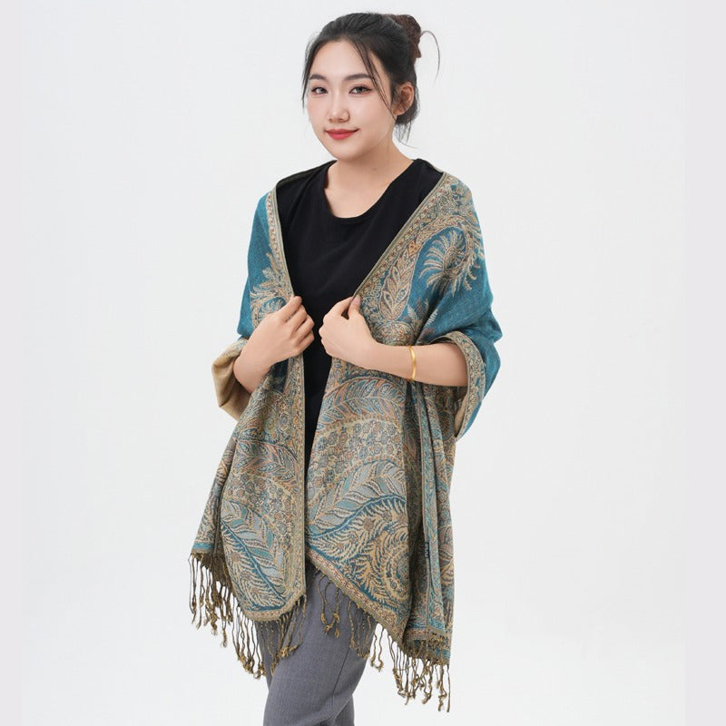 Écharpe pashmina à motif cachemire « queue de phénix » – Châle enveloppant épais et chaud pour femme, tissu doux et luxueux disponible en 17 couleurs éclatantes, polyvalent pour les événements formels, le quotidien et les cadeaux