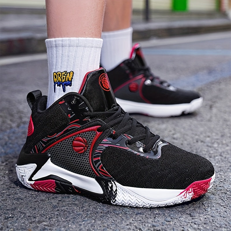 Chaussures de basket-ball montantes pour hommes, semelle en caoutchouc antidérapante, baskets à lacets respirantes pour hommes, chaussures de sport durables pour la course, 3 couleurs, tailles US 6,5-13,5, soutien de la cheville avec amorti