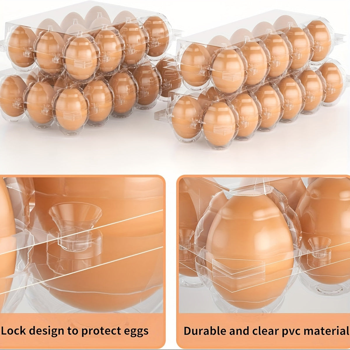 Lot de 60 boîtes à œufs transparentes en plastique, 12 alvéoles avec étiquettes – Boîtes à œufs en PET en gros pour la cuisine, l'élevage, la ferme avicole, le marché fermier et le stockage au réfrigérateur, capacité d'une douzaine d'œufs standard