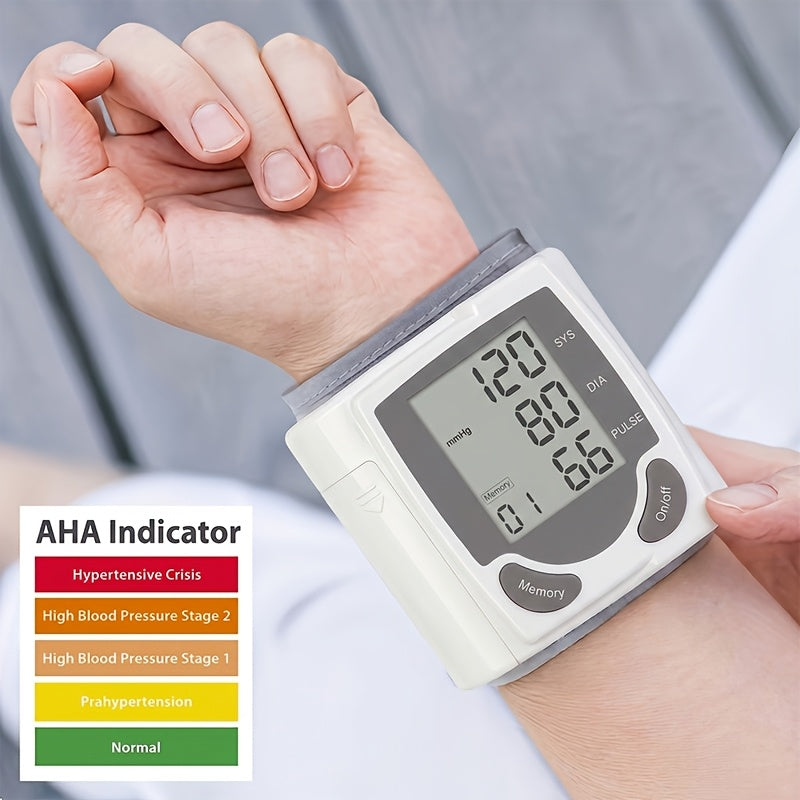 Tensiomètre au poignet numérique automatique – Grand écran LCD, fréquence cardiaque, détection de l'arythmie, portable pour usage domestique, seniors et adultes