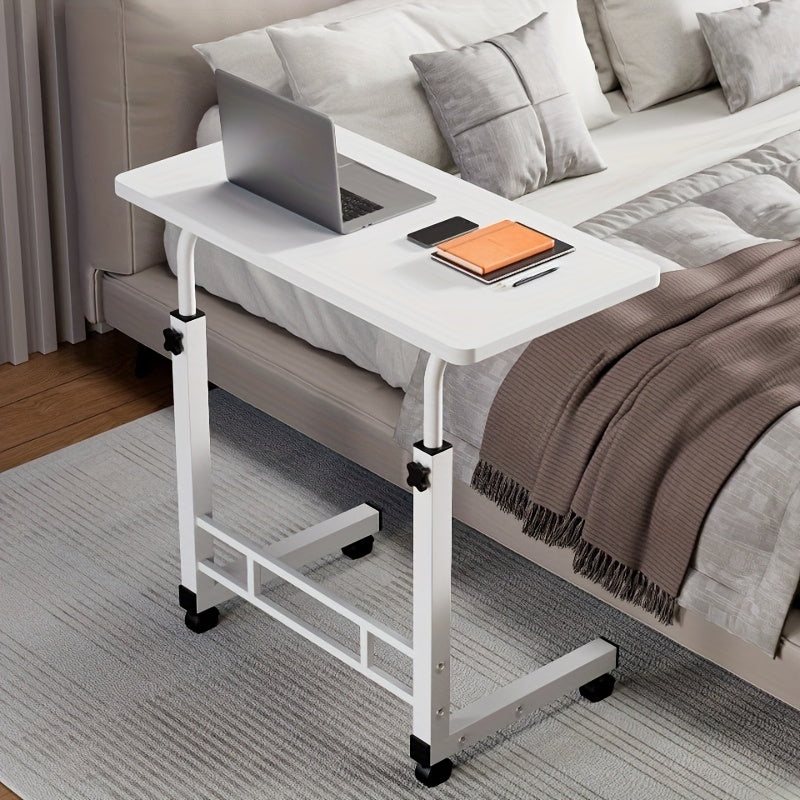 Bureau pliant à roulettes à 3 niveaux, hauteur réglable, plateau extensible, étagère de rangement pour ordinateur portable, bureau à domicile, chambre, salon, table d'ordinateur