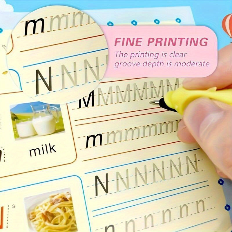 Lot de 4 cahiers d'exercices de calligraphie magiques réutilisables avec stylo et 8 recharges, cahiers d'entraînement à l'écriture pour enfants, kit d'écriture à l'eau réutilisable, cadeau de Noël pour enfants