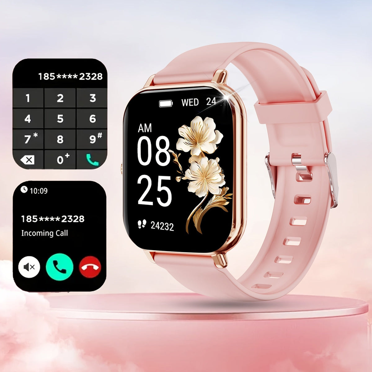 Montre intelligente pour hommes et femmes, étanche IP68, écran tactile complet de 1,83 pouce – Appels et messages sans fil, podomètre, suivi de fitness, compatible iPhone et Android, 6 options de couleur