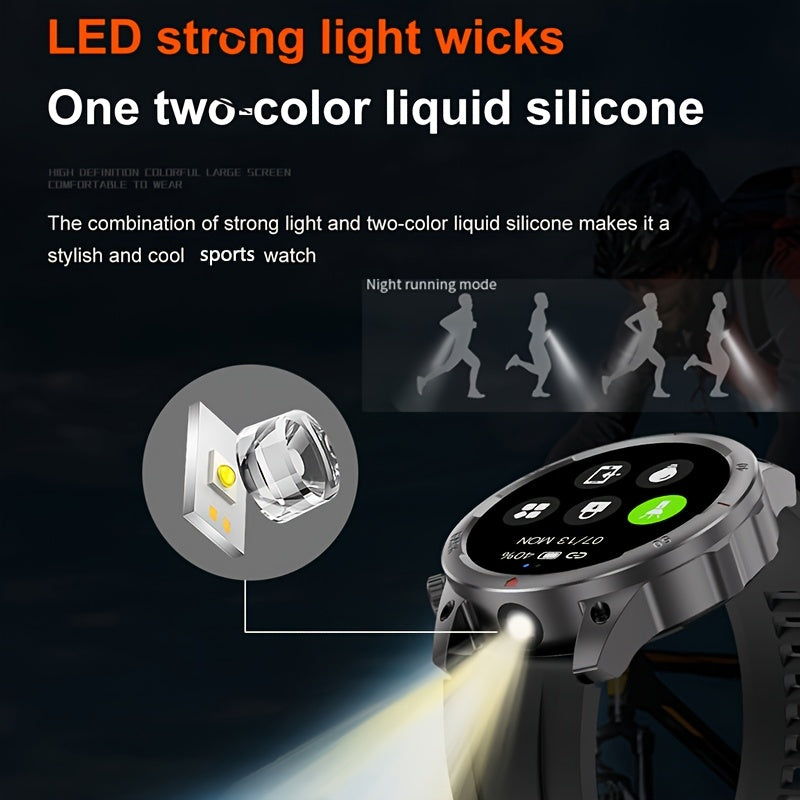 Montre connectée GPS pour homme – Écran HD 360×360, commande vocale IA, appels sans fil, NFC, boussole, éclairage LED, suivi de trajectoire, tracker de fitness pour sports de plein air, cadeau pour la fête des Pères