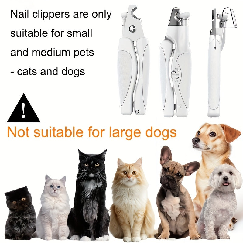 LED Pet Nail Clippers USB Rechargeable β Cat & Dog Nail Scissors with Built-In Light, Nail File & Anti-Splash Guard, Professional Precision Grooming Tool for Safe At-Home Pet Nail Trimming
