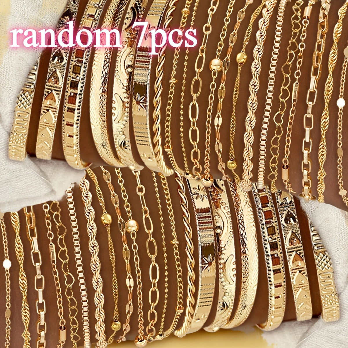 Ensemble de bracelets plaqués or KC pour femmes, lot de 7 ou 20 pièces, bracelets à breloques assortis et empilables, élégants pour le quotidien et les cadeaux