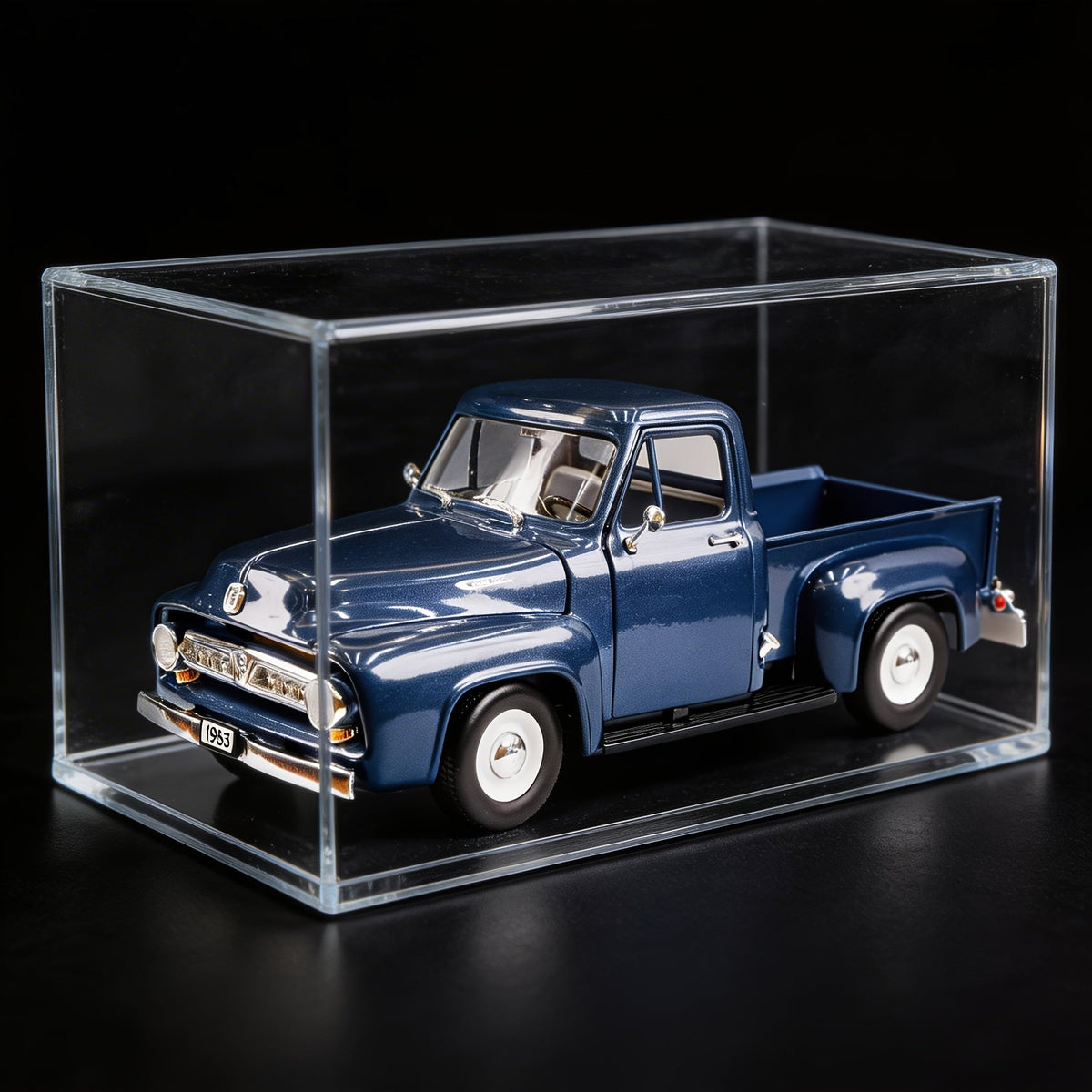 Modèle réduit de camionnette Ford F-100 1953 à l'échelle 1/18 en alliage de zinc - Intérieur détaillé, roues rotatives, présentoir en acrylique | Cadeau de collection de camion classique pour les passionnés de voitures, fête des pères, Noël, anniversaire