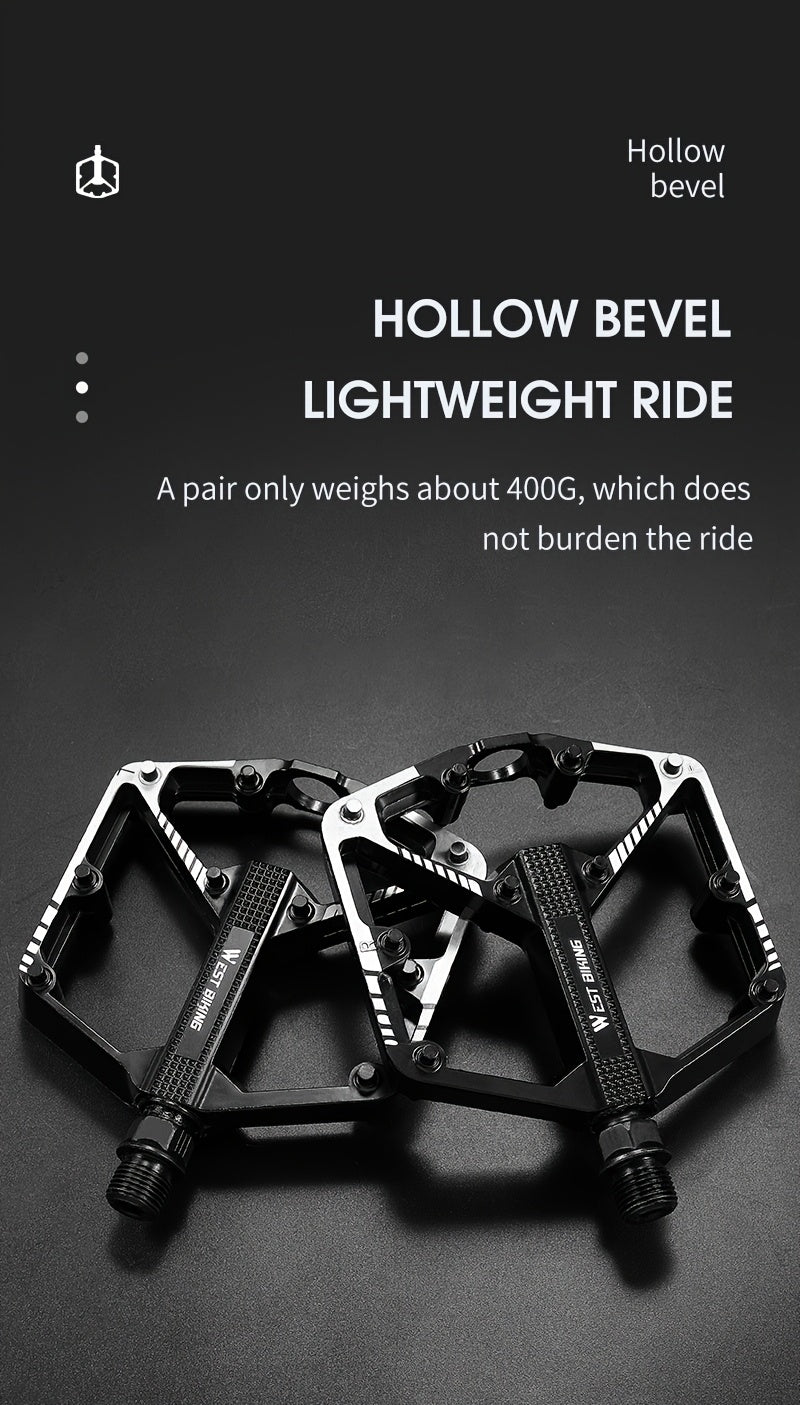 Pédales de vélo en alliage d'aluminium à 3 roulements, antidérapantes et légères, avec douille hexagonale pour VTT et vélos de route – Installation facile, accessoires de cyclisme durables multicolores, 1 paire