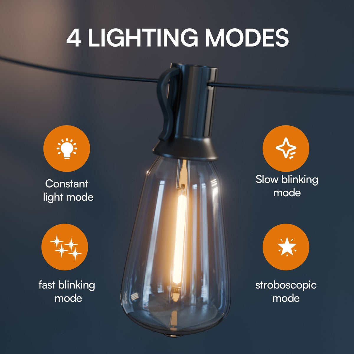 Guirlande lumineuse LED solaire étanche pour extérieur 15 m & 30 m – Ampoules ST38 incassables et intensité réglable, chargement USB-C & solaire, 4 modes, pour terrasse, jardin, piscine, mariage, camping et décoration de Noël