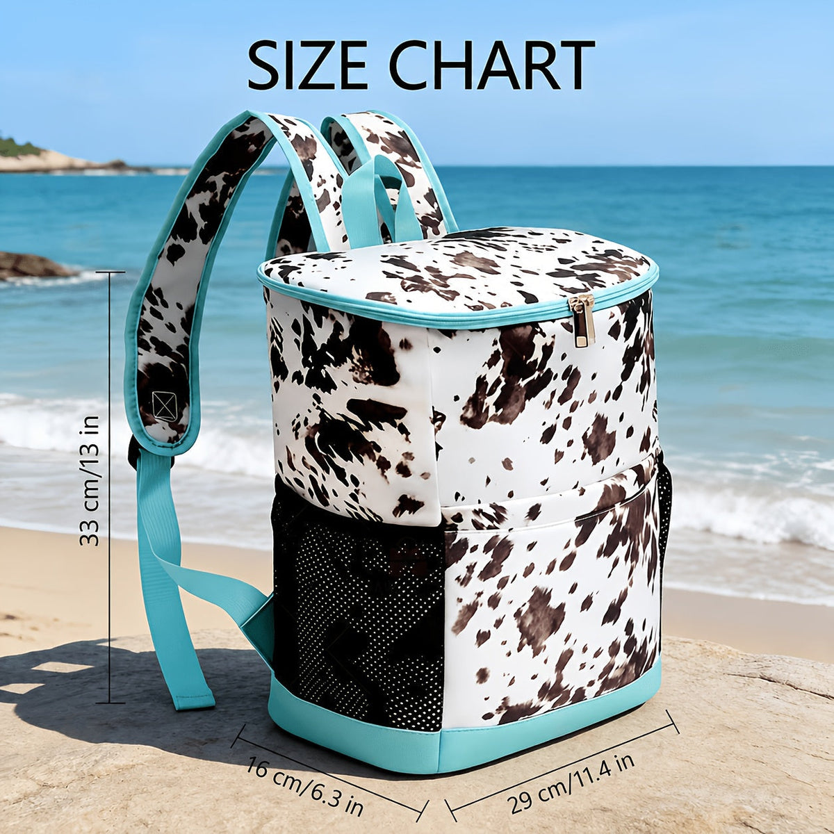 Sac à dos glacière isotherme 30 canettes motif léopard avec poches en filet et bretelles réglables - Sac glacière en nylon étanche pour la plage, le camping, le pique-nique, la randonnée, les voyages et l'usage quotidien