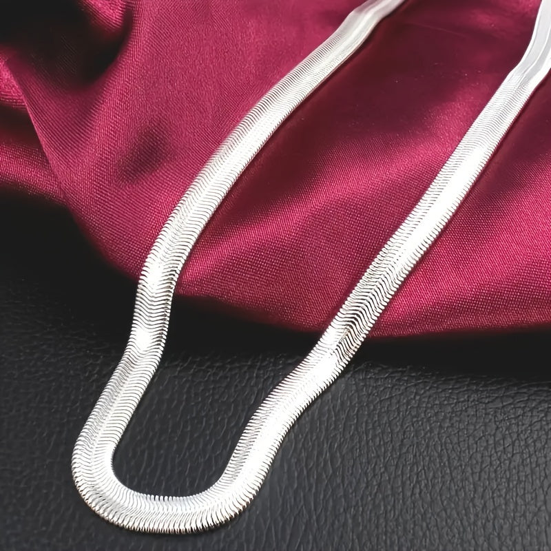 Collier chaîne serpent plat en argent sterling 925 – Bijou unisexe minimaliste et élégant, chaîne serpentine lisse de 51 cm, cadeau idéal pour mariages, fêtes, Noël et occasions spéciales