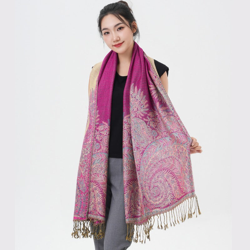 Écharpe pashmina à motif cachemire « queue de phénix » – Châle enveloppant épais et chaud pour femme, tissu doux et luxueux disponible en 17 couleurs éclatantes, polyvalent pour les événements formels, le quotidien et les cadeaux