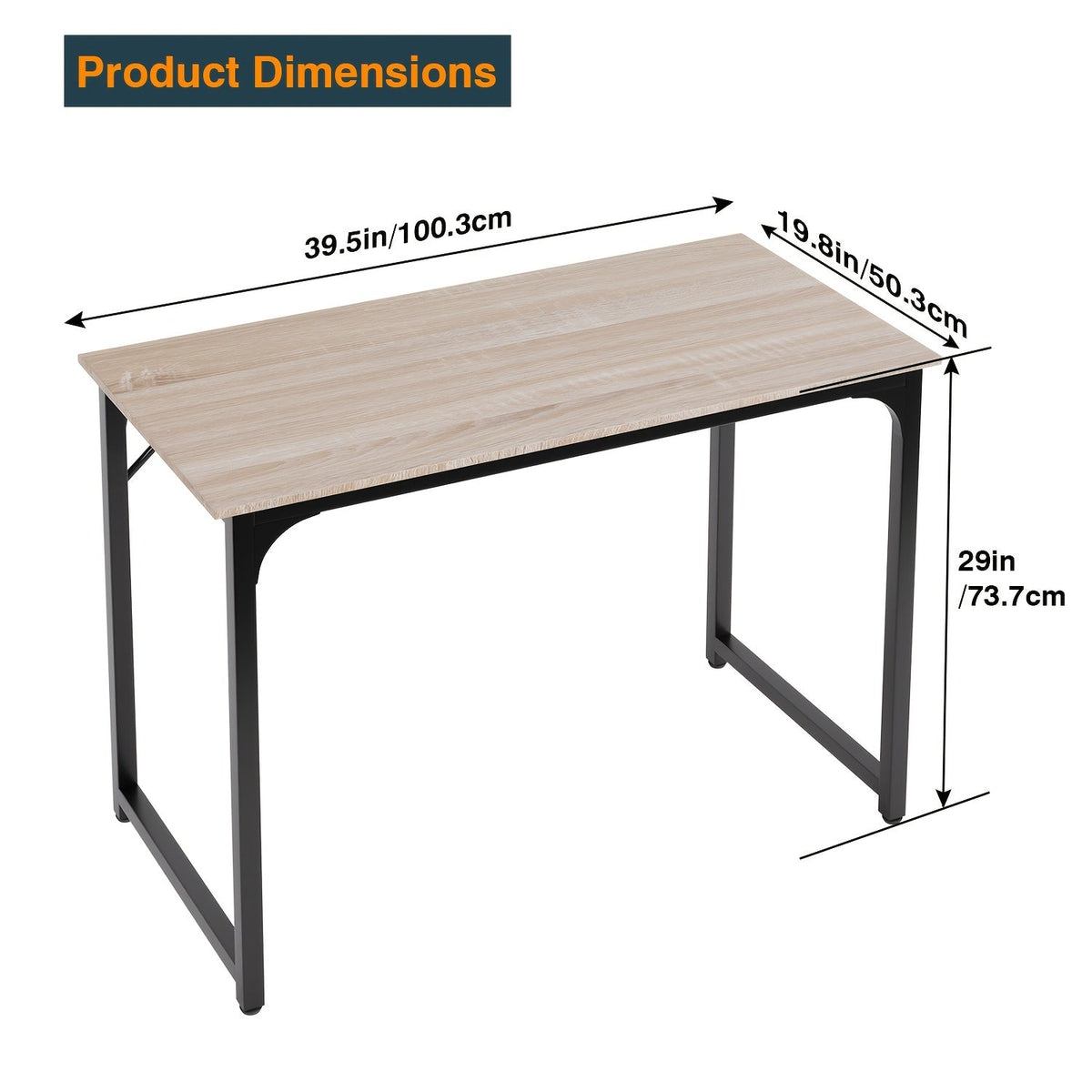 Bureau d'ordinateur 32/39/47 pouces – Bureau moderne pour écriture et gaming avec cadre en métal robuste, poste de travail pour bureau à domicile, PC, ordinateur portable et moniteur, 3 tailles disponibles
