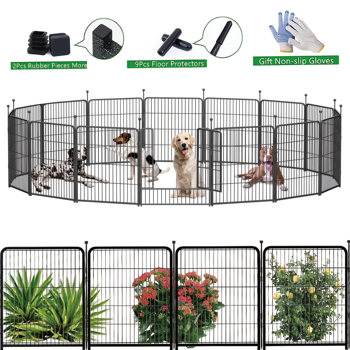 Parc pour chiens robuste en métal – Enclos pliable et portable pour chiens de petite, moyenne et grande taille, 8 ou 16 panneaux, aucun assemblage requis, idéal pour l'intérieur, l'extérieur, le jardin, le camping ou en véhicule récréatif