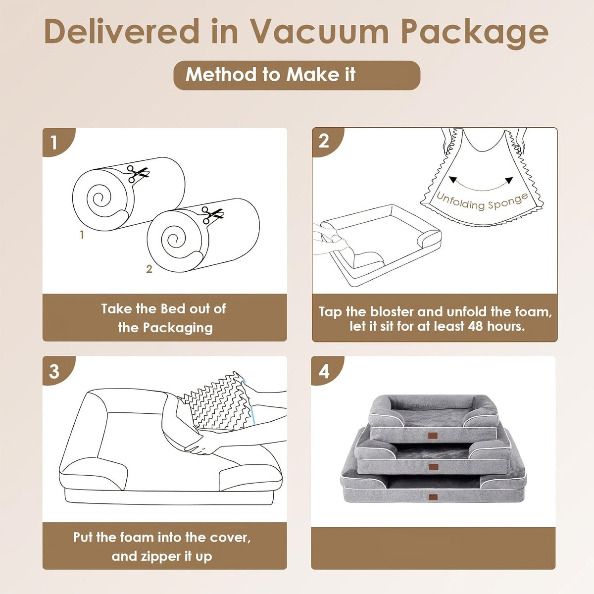 Panier pour chiens de grande et très grande taille – Canapé pour animaux lavable avec housse amovible et fond antidérapant, couchage confortable pour chiens et chats, gris, tailles multiples M-XXL